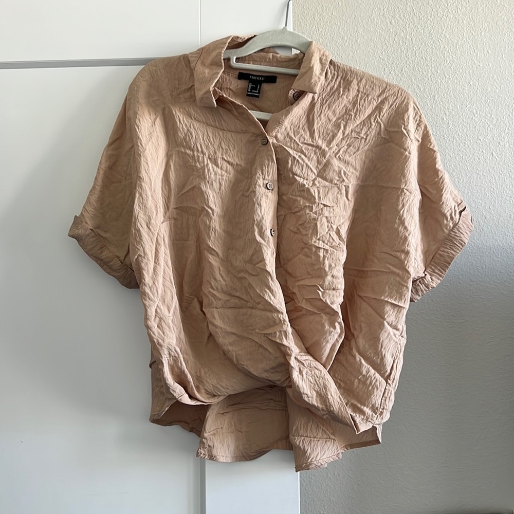 Forever 21 Short Sleeve Button Up Top